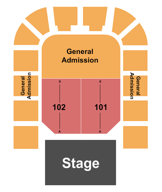 Packard Music Hall Endstage 101-102/GA Upper Seating Chart