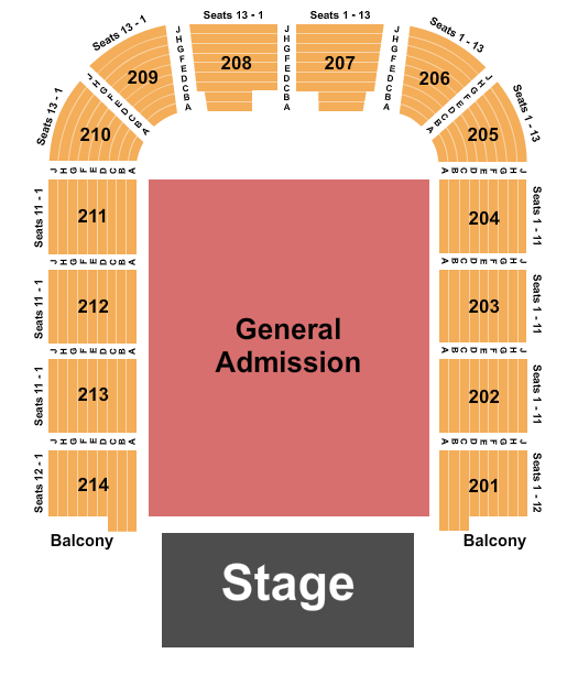 Packard Music Hall Endstage GA Floor Seating Chart