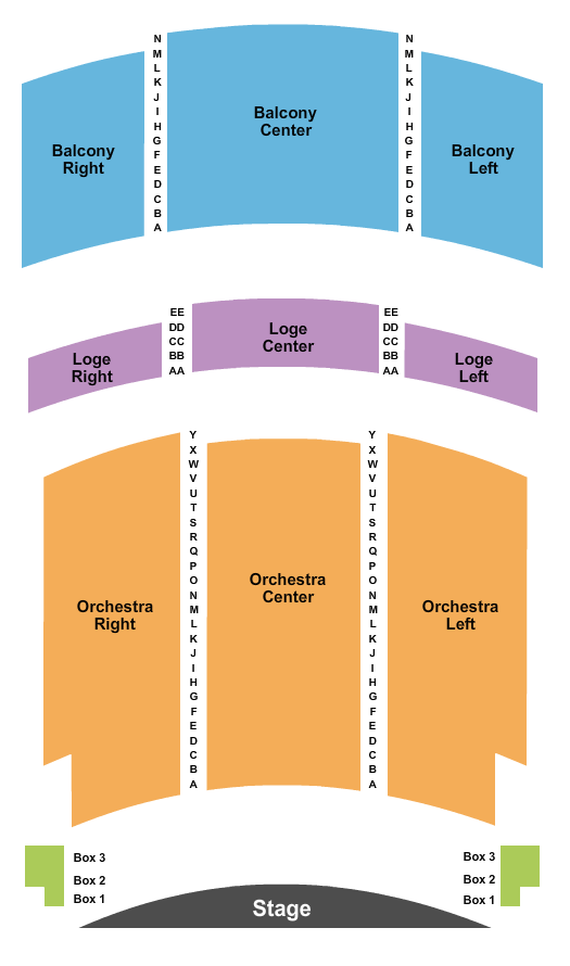 Palace Theatre - PA Endstage No Pit Seating Chart