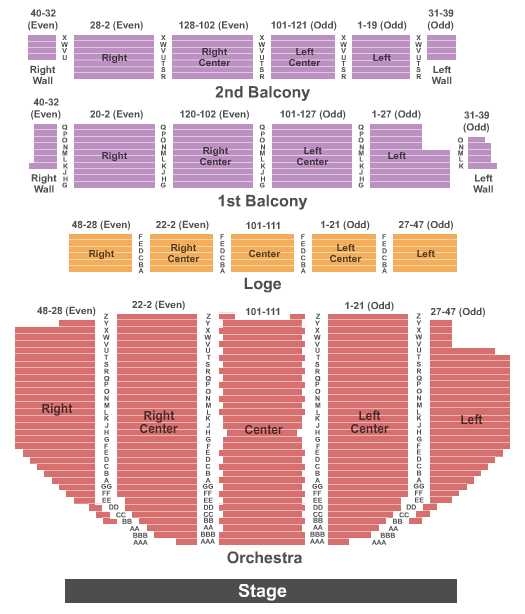 seating chart for Palace Theatre Albany - End Stage - eventticketscenter.com