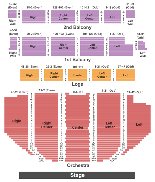 Palace Seating Chart With Row Numbers