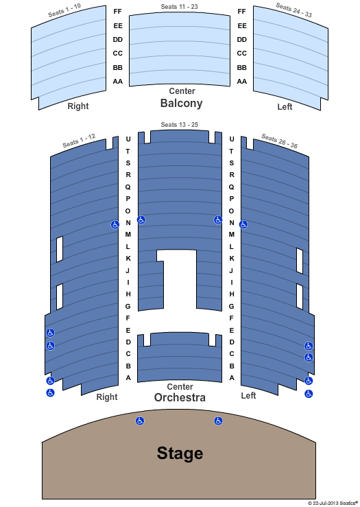 Hough Hall At Palladium Theater - FL End Stage Seating Chart