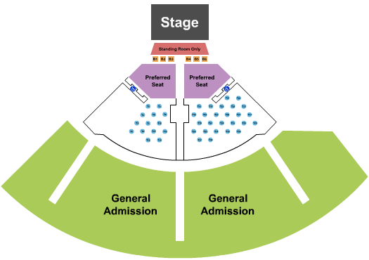 Palmdale Amphitheatre SRO/Preferred/Tables/GA Seating Chart