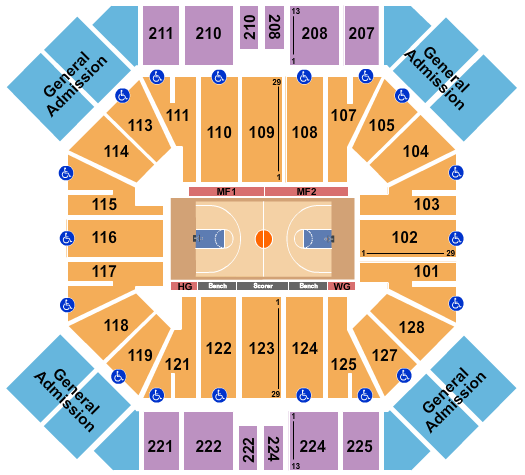 Pan American Center Basketball - Globetrotters Seating Chart