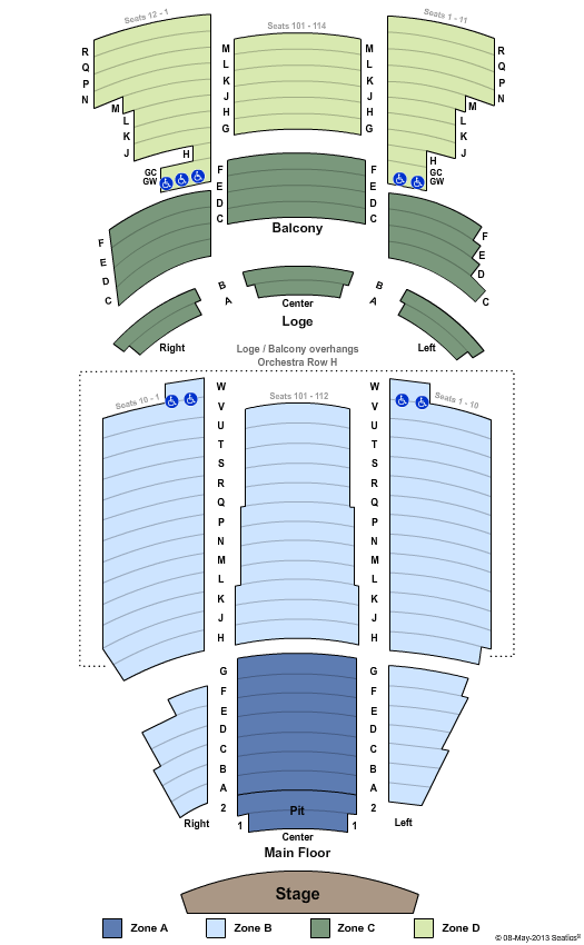 Pantages Theatre - MN End Stage 21 Plus - Zone Seating Chart