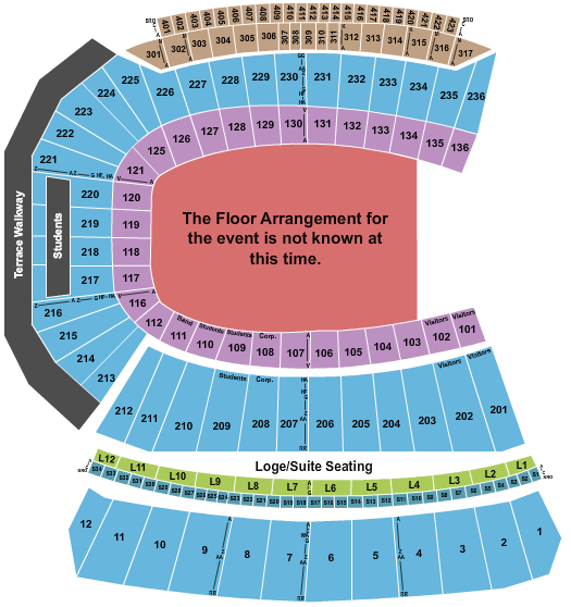 L&N Federal Credit Union Stadium Generic Floor Seating Chart