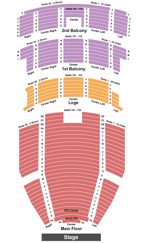 Paramount Theatre - Cedar Rapids End Stage Seating Chart
