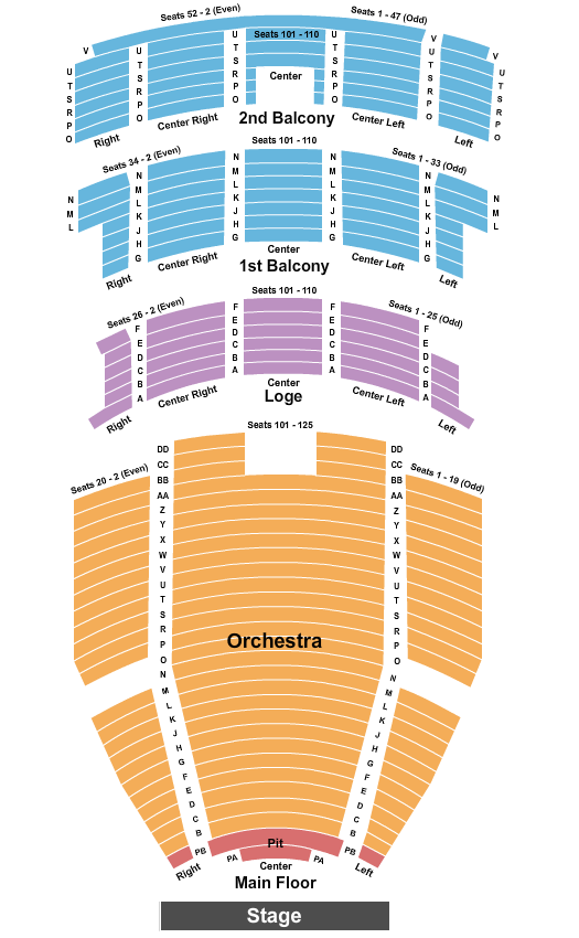 seating chart for Paramount Theatre - Cedar Rapids - End Stage - eventticketscenter.com