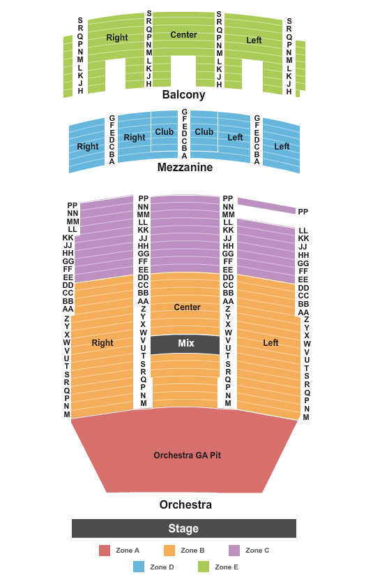 Paramount Theatre - Denver IntZone with GA Seating Chart