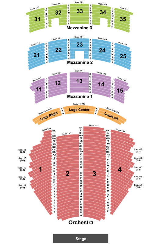 seating chart for Paramount Theatre - Seattle - End Stage - eventticketscenter.com