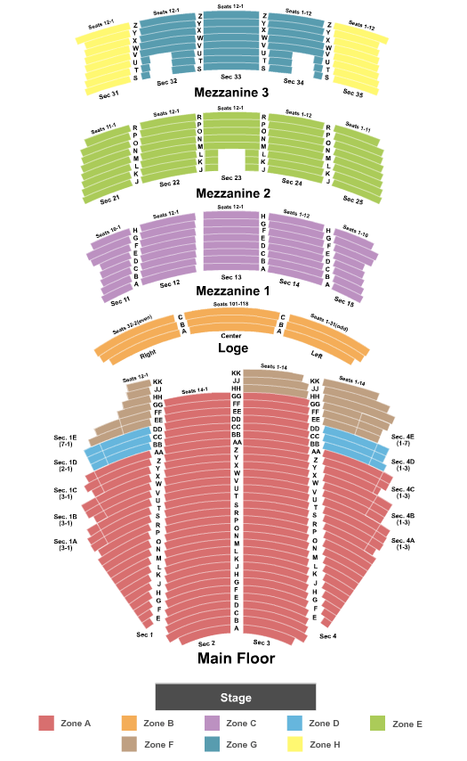 Paramount Theatre - Seattle Standard Seating Chart