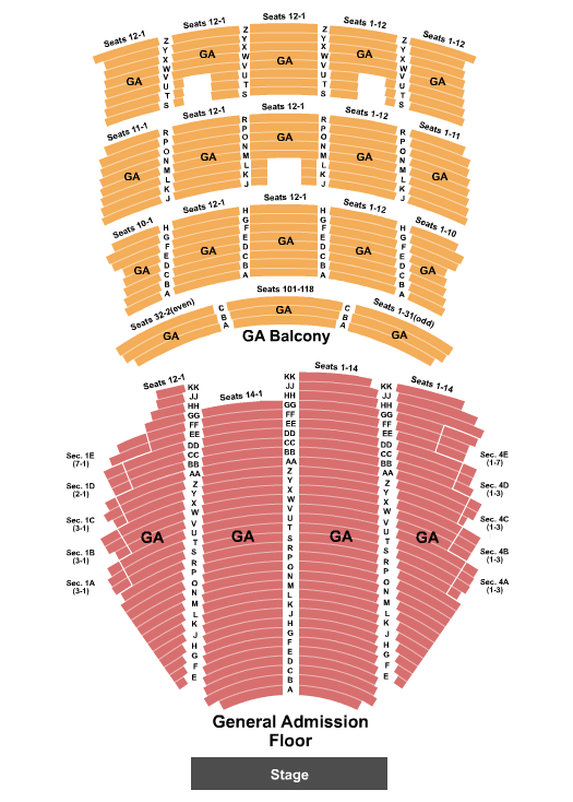 seating chart for Paramount Theatre - Seattle Endstage GA Floor GA Balcony - eventticketscenter.com