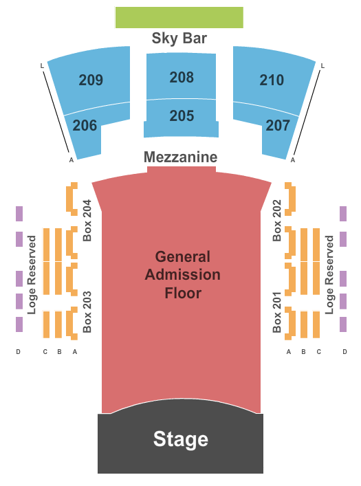 Paramount Theatre - Huntington Endstage GA Floor Seating Chart