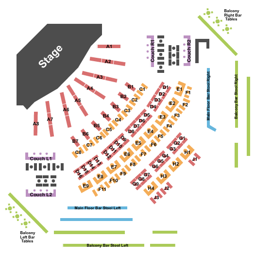 Park West Tables and Balcony 2 Seating Chart