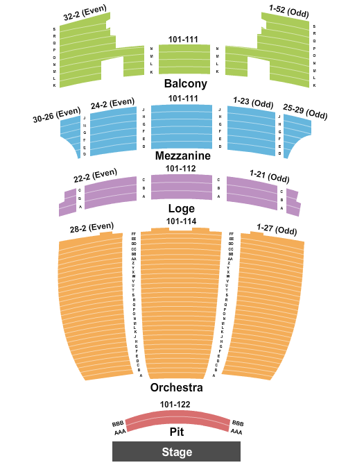 Patriots Theater at War Memorial End Stage Seating Chart