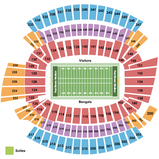 Cincinnati Bengals seating chart at Paul Brown stadium