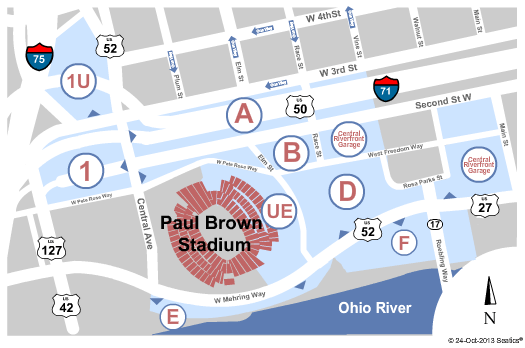 Paul Brown Stadium Parking Map PARKING: Cincinnati Bengals vs. Cleveland Browns Tickets Sun, Oct 