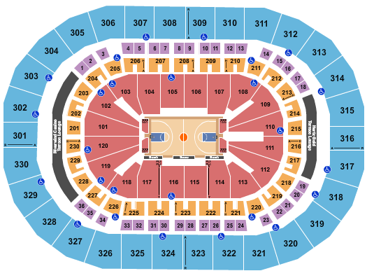 Paycom Center Basketball - NCAA Tournament Seating Chart