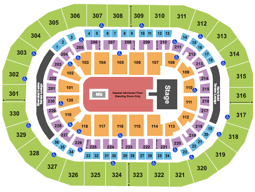 Paycom Center Endstage GA Floor w/ Catwalk Seating Chart