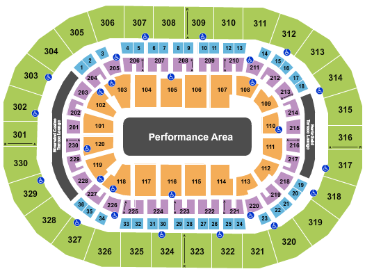 Paycom Center Performance Area Seating Chart