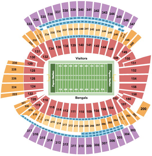 seating chart for Paycor Stadium - Football - eventticketscenter.com