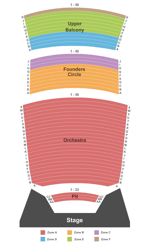Peace Concert Hall At The Peace Center - SC Seating Map