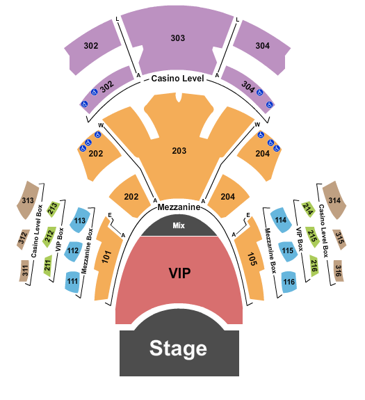 Pearl Concert Theater At Palms Casino Resort Endstage - VIP Floor Seating Chart