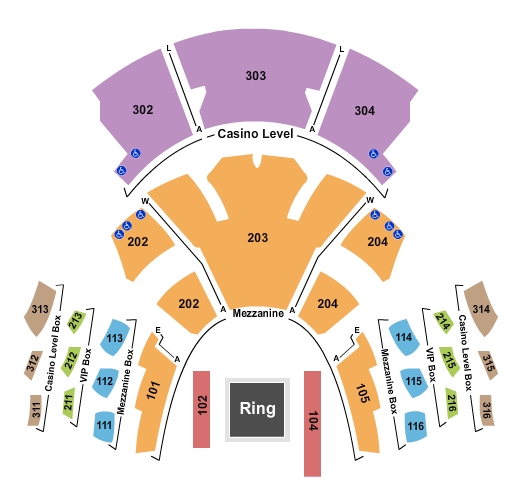 Pearl Concert Theater At Palms Casino Resort Wrestling - AEW Seating Chart