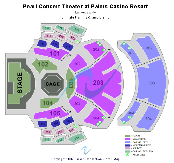 Pearl Concert Theater At Palms Casino Resort UFC Seating Chart