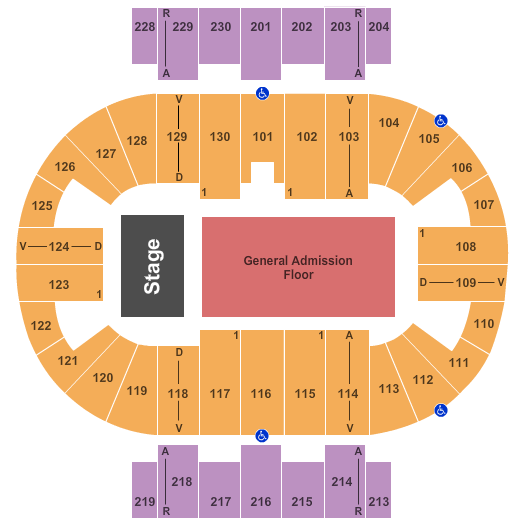 Pensacola Bay Center Endstage GA Flr Seating Chart