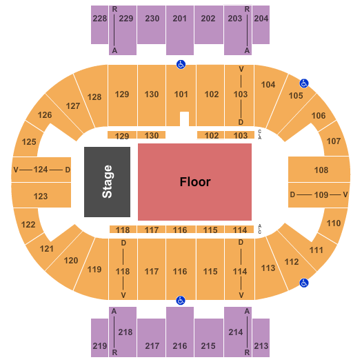 Pensacola Bay Center Endstage GA Floor 3 Seating Chart