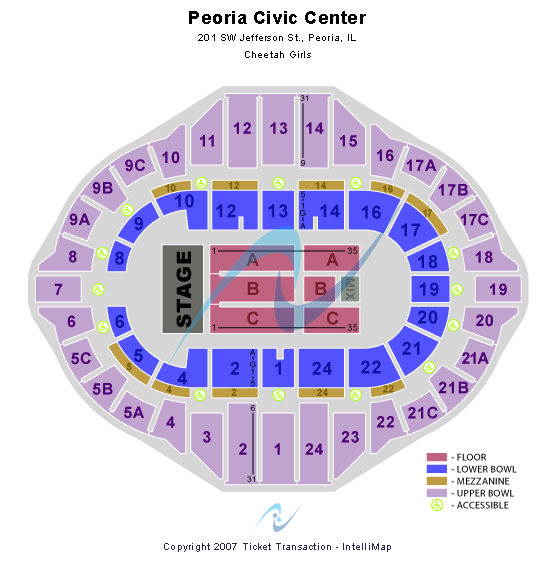 Peoria Civic Center - Arena Cheetah Girls Seating Chart