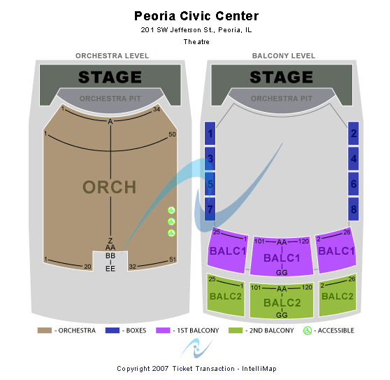 Peoria Civic Center - Arena Theatre Seating Chart