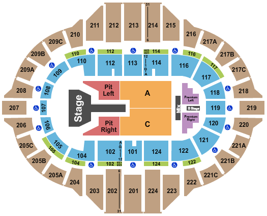 Peoria Civic Center - Arena Brandon Lake Seating Chart