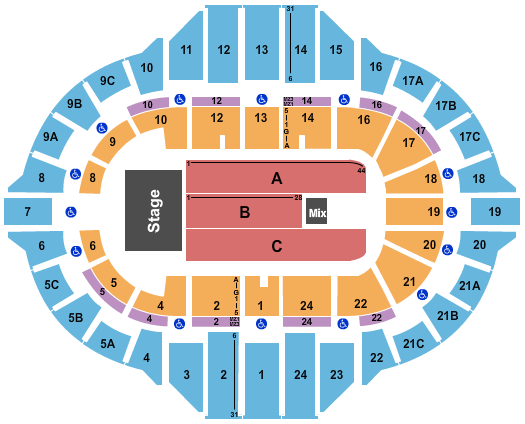 Peoria Civic Center Seating Chart With Seat Numbers