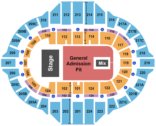 Carver Arena At Peoria Civic Center Endstage GA Floor 2 Seating Chart
