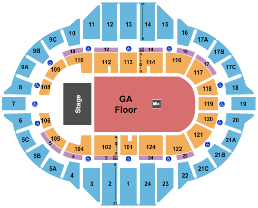 Peoria Civic Center - Arena Endstage GA Floor Seating Chart