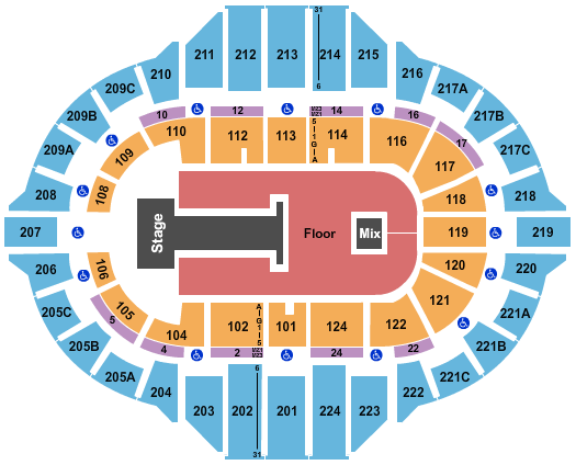 Peoria Civic Center - Arena Shinedown Seating Chart