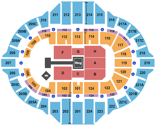 Peoria Civic Center - Arena WWE Seating Chart