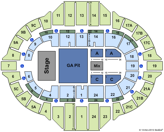 Peoria Civic Center - Arena WWE2 Seating Chart