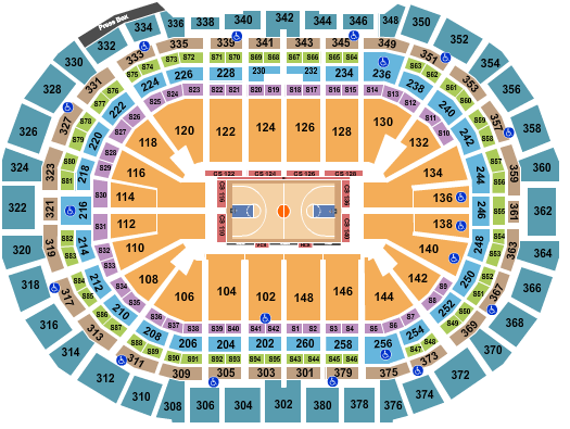 seating chart for Ball Arena - Basketball Row - eventticketscenter.com