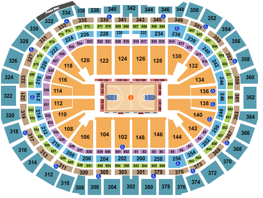 Denver Nuggets vs Los Angeles Lakers seating chart at Ball Arena in Denver, Colorado