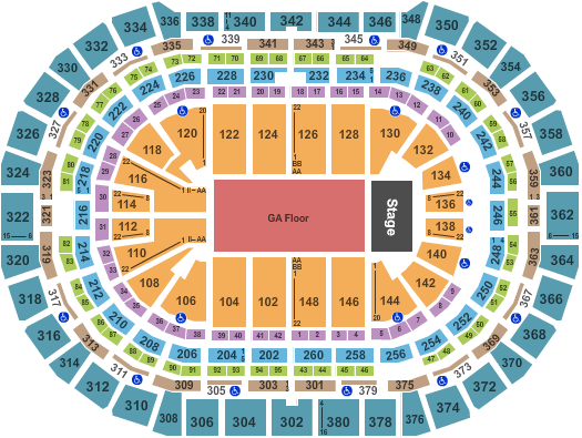 Ball Arena End Stage GA Seating Chart