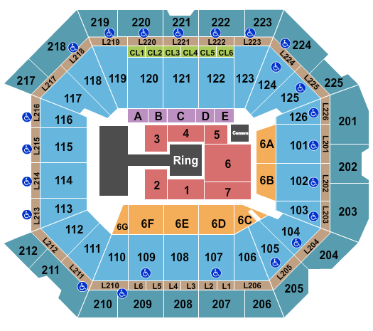 All Elite Wrestling (AEW) Rampage seating chart at the Petesen Events Center in Pittsburgh, PA.