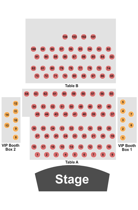 Phil Long Music Hall at Bourbon Brothers - CO A/B With VIP Booth Seating Chart