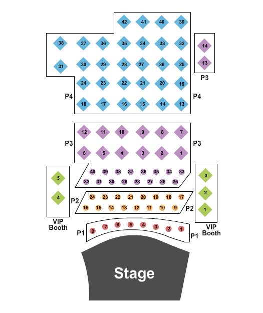 Phil Long Music Hall at Bourbon Brothers - CO Endstage Tables Seating Chart
