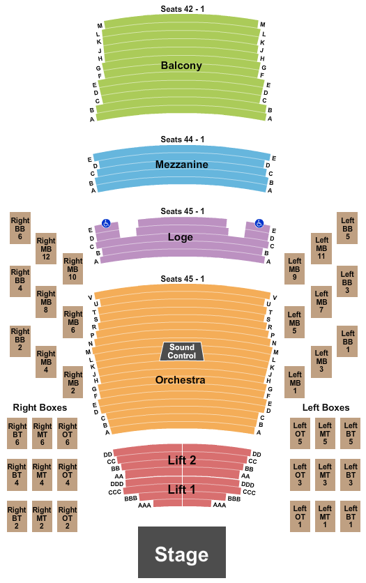 seating chart for Pikes Peak Center - Endstage R & L Boxes - eventticketscenter.com
