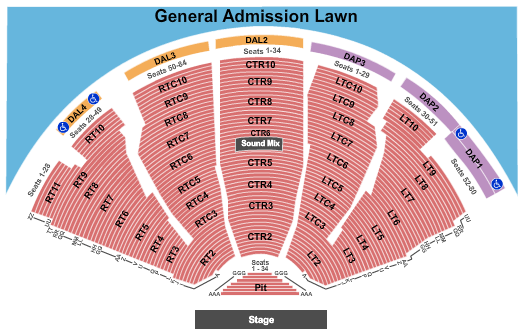 Pine Knob Music Theatre End Stage Pit Seating Chart