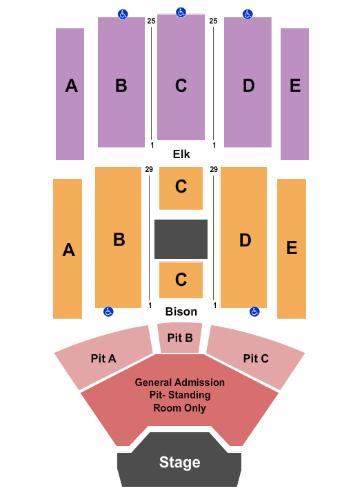 Pinewood Bowl Theater Endstage GA Pit 2 Seating Chart