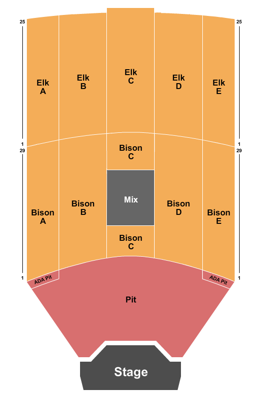 Pinewood Bowl Theater Endstage GA Pit 3 Seating Chart